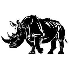 Fototapeta premium Silhouette rhinoceros animal black color only full body