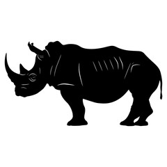 Fototapeta premium Silhouette rhinoceros animal black color only full body