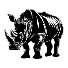 Obraz premium Silhouette rhinoceros animal black color only full body