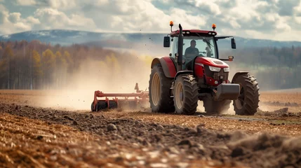 Foto op Aluminium tractor in the field © The Stock Photo Girl