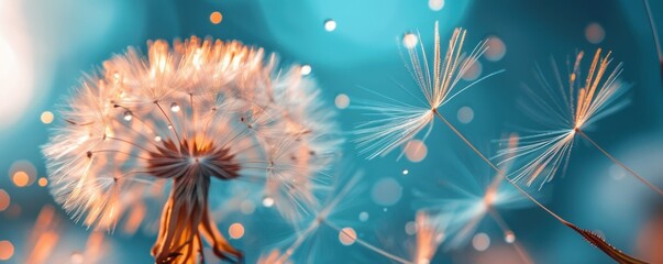 Close-up capture revealing intricate lace patterns of dandelion seeds - Powered by Adobe