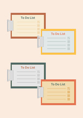 Vector illustration to do list clipboard, questionnaire in retro colors.