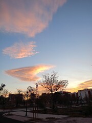 Amanecer en un parque de Valencia 