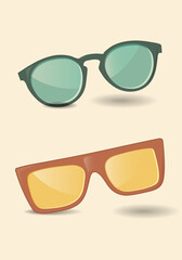 Vector illustration  set of glasses in retro colors.