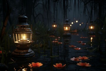 Cursed Swamp Lanterns Glowing lanterns in a