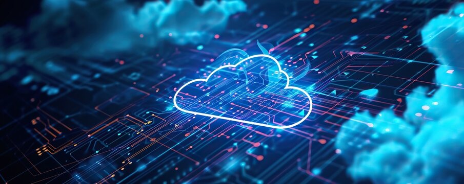 Cloud and edge computing technology concept with data protection system to protect data security for users