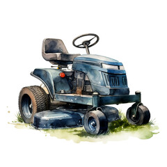Watercolor mower isolated on a white background