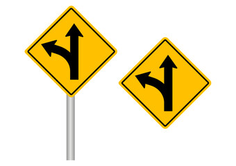 Traffic Sign. Left Curve. Vector Illustration. 