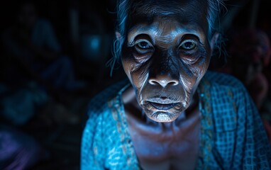 a close up of an old woman - obrazy, fototapety, plakaty