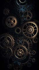 Fototapeta premium mechanical Metallic Engine gears and auto parts background. 