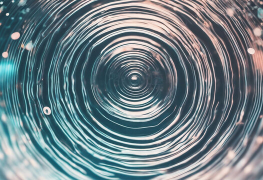 Blue water banner Abstract transparent liquid background with concentric circles and ripples Spa concept Soft focus