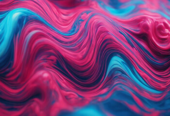 Abstract texture background with acrylic glowing pink blue red waves and curls