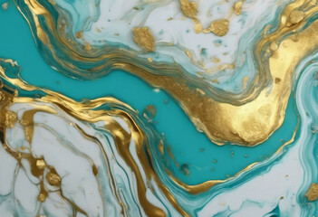 Acrylic gold blue art waves Abstract marbleized background