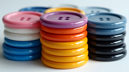 Buttons for Clothes Icon Set Closeup Isolated. Fashion, Art, Needlework, Sewing, Scrapbooking Decor. Round Clothes Button Collection, Front View