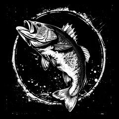 Rebel Bass: Grunge Style Fish Vector Illustration
