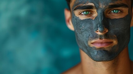 a man with green eyes and a black mask on his face