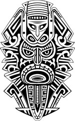 tribal face vector design, isolated background, tattoo style illustration