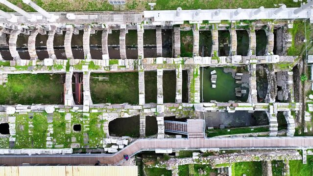 Historical columns of the ancient city of Agora