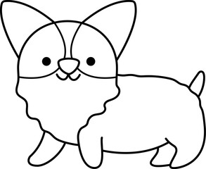 Vector black and white corgi dog illustration for children. Cute line animal character for kids. Cartoon outline puppy icon or coloring page.