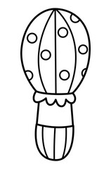 Vector black and white hot air balloon. Fairytale themed air transport. Cute magic transportation outline design element or coloring page.