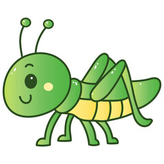 Cute cartoon green grasshopper.