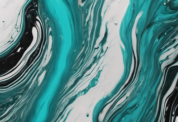 Fluid Art Liquid dark turquoise abstract drips and wave Marble effect background or texture...
