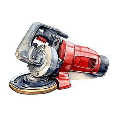 Watercolor construction angle grinder isolated on a white background