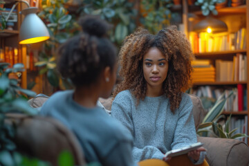 Obraz premium Harmony and Understanding: African-American Girl at a Psychotherapy Session