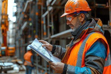 Focus and Competence: Engineer at Construction Site