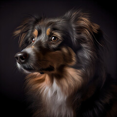 Majestic Aidi dog Portrait in Dark Studio Background