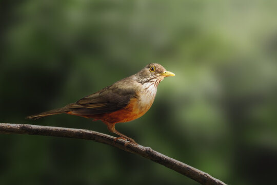 Rufous-bellied Thrush bird (Turdus rufiventris)