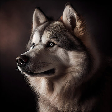 Majestic Alusky Portrait in Professional Studio Setting