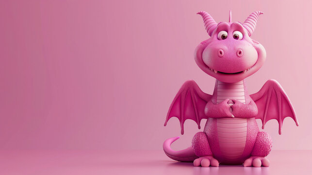 Hot pink  dragon on a hot pink background