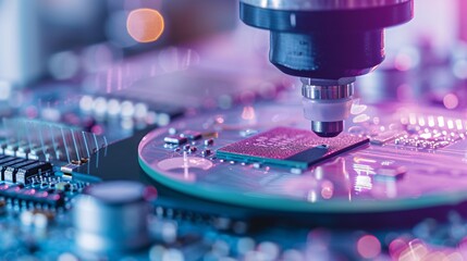 a machine drilling a chip