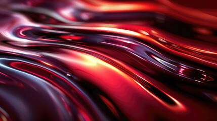 Red liquid chrome shiny metal smooth liquid satin texture background - obrazy, fototapety, plakaty