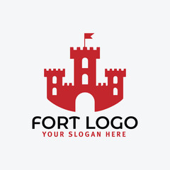 fortress castle logo design vector