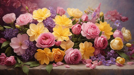 Obraz na płótnie Canvas Postcard with flowers dedicated to International Women's Day. Concept March 8th.