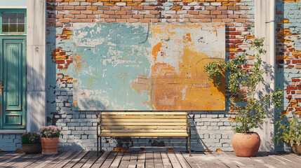 Breathtaking Mural Artistry: A Stunning Outdoor Poster Design Illuminated on a Rustic Brick Wall