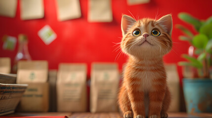 Portrait of a beautiful  striped cat close up - obrazy, fototapety, plakaty