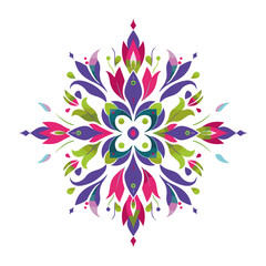 abstract floral symbol flat design with ornament, PNG