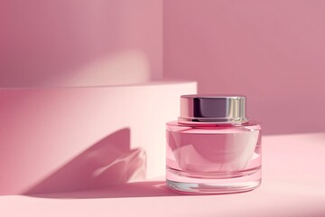 a pink container with a silver lid - Powered by Adobe
