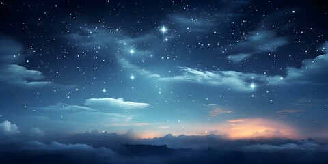 Starry night with animestyle clouds enhancing the beauty of nature. Concept Night Sky, Anime Style, Clouds, Nature, Beauty