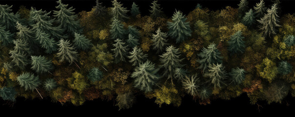 Aerial top view of green forest or trees