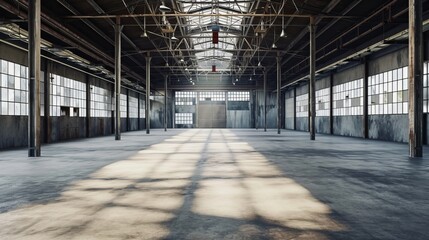 Empty warehouse, Factory Interior Hangar Building Backdrop 