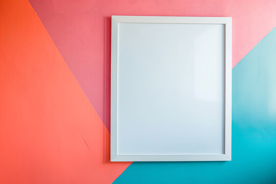 White frame mockup on colorful wall