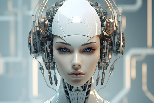 Immerse yourself in the future with this 3D-rendered futuristic face. A captivating and avant-garde design that will add a touch  Generative AI,