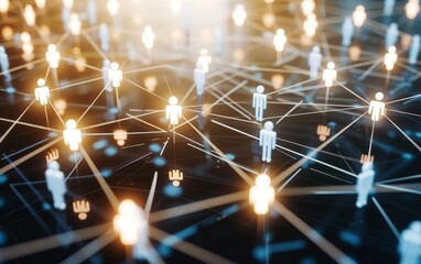 A diverse group of individuals are standing in front of a complex network of interconnected devices and cables. They appear to be discussing or analyzing the network setup in a professional setting