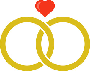 Golden wedding rings icon. Vector Illustration.