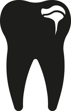 Tooth with caries icon. Vector. Flat design.