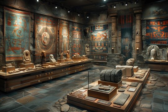 Vibrant mosaics and ancient sculptures line the museum hall, narrating a silent history, their colors preserved under the watchful lights, a testament to the diligence of archaeologists.